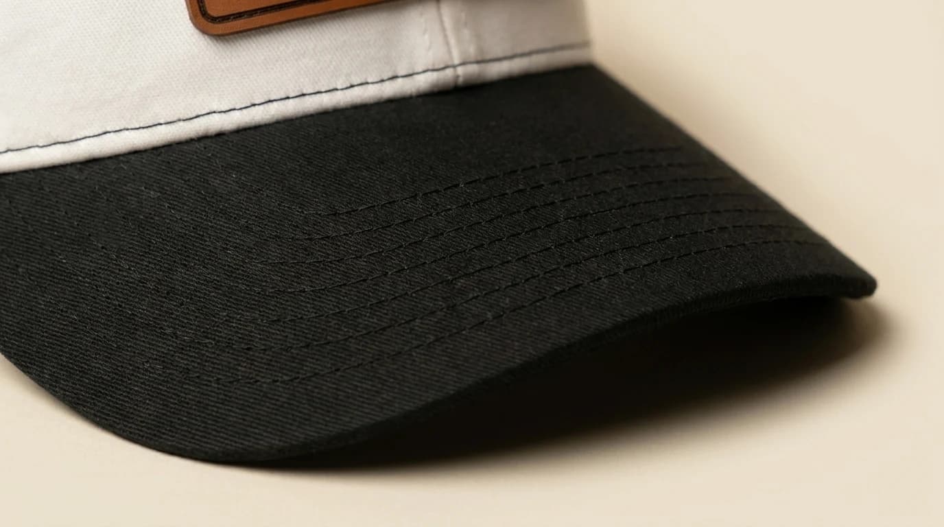 Pre-curled bill on The Icon, close-up